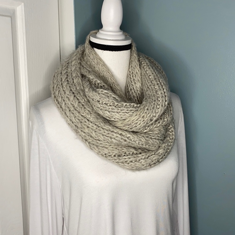 Tan knitted Infinity Scarf